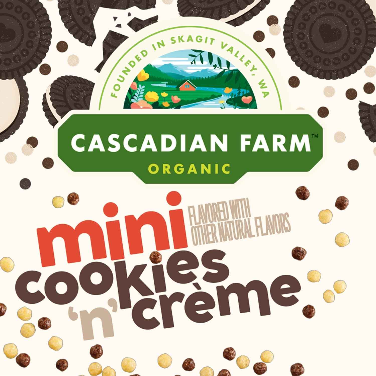 Cascadian Farm Organic Mini Cookies 'n' Crème Cereal – Grandparent Gift Basket Staple for the Grandchildren's Visit
