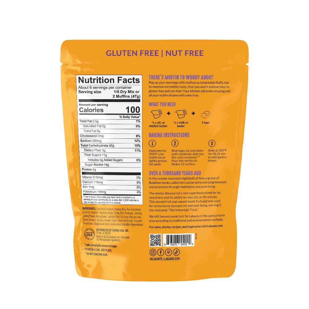Lakanto Pumpkin Spice Muffin Mix - Monk Fruit Sweetened Baking for Blood Sugar Friendly Breakfasts