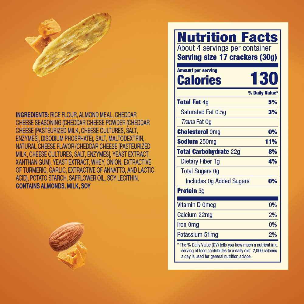 Blue Diamond Almonds Nut Thins Cheddar Cheese – 3g Protein Office Desk Cracker for Afternoon Focus Snacking