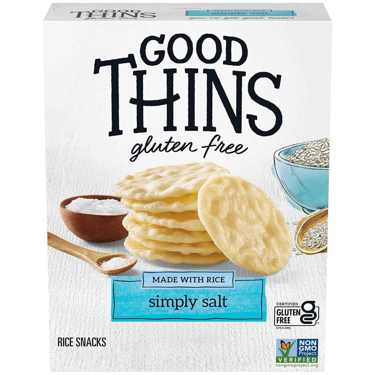 Good Thins Simply Salt Rice Snacks Gluten Free Crackers for Hiking Backpack, Durable Round Shape That Won't Crumble on the Trail
