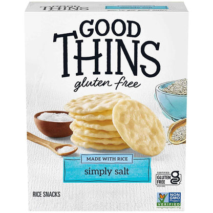 Good Thins Simply Salt Rice Snacks Gluten Free Crackers for Hiking Backpack, Durable Round Shape That Won't Crumble on the Trail