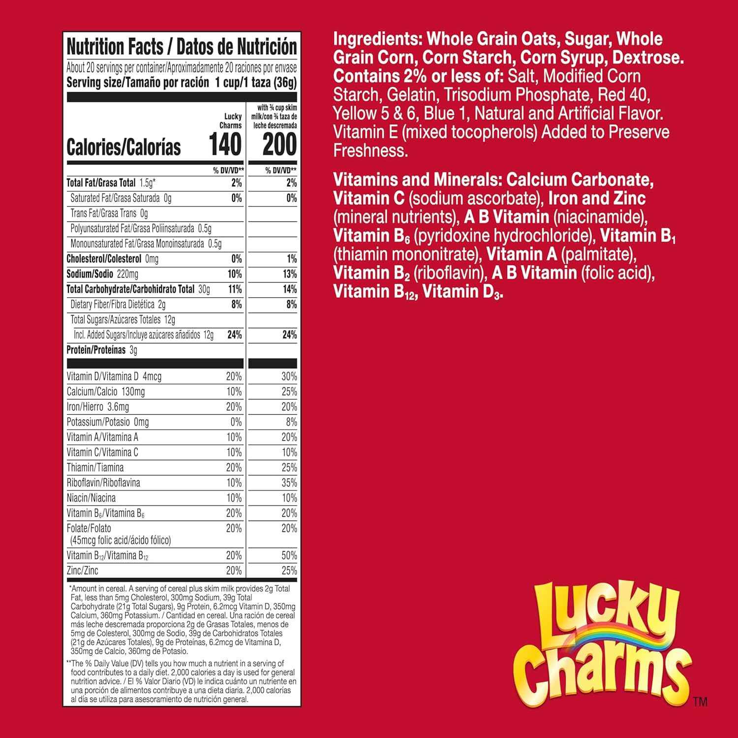 Lucky Charms Gluten Free Cereal with Marshmallows – Fun Kids Breakfast for the Family Table, Limited Edition Jumbo Rainbows, Mega 26.1 oz Box