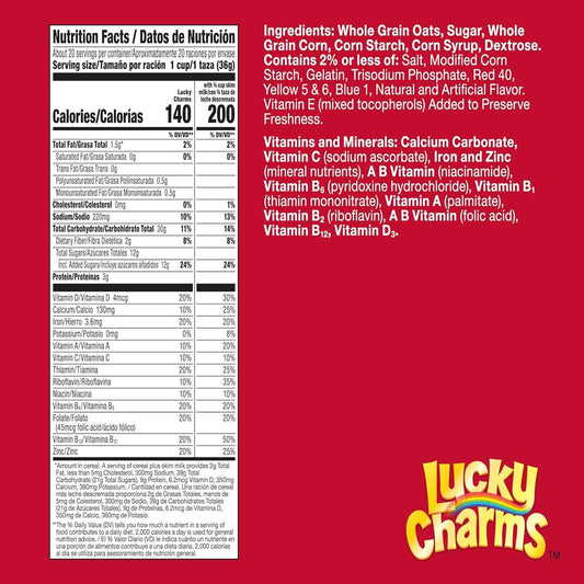 Lucky Charms Gluten Free Cereal with Marshmallows – Fun Kids Breakfast for the Family Table, Limited Edition Jumbo Rainbows, Mega 26.1 oz Box