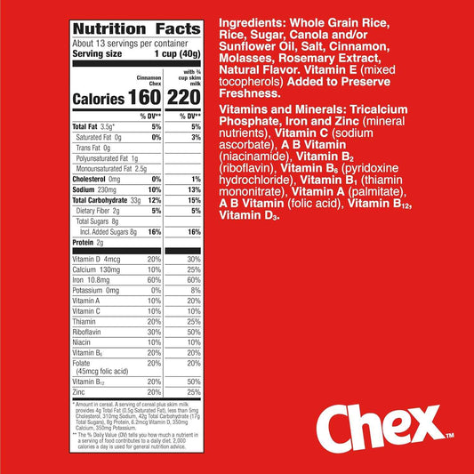 Cinnamon Chex Whole Grain Cereal – Clean-Ingredient Morning Bowl for Gluten-Free Living
