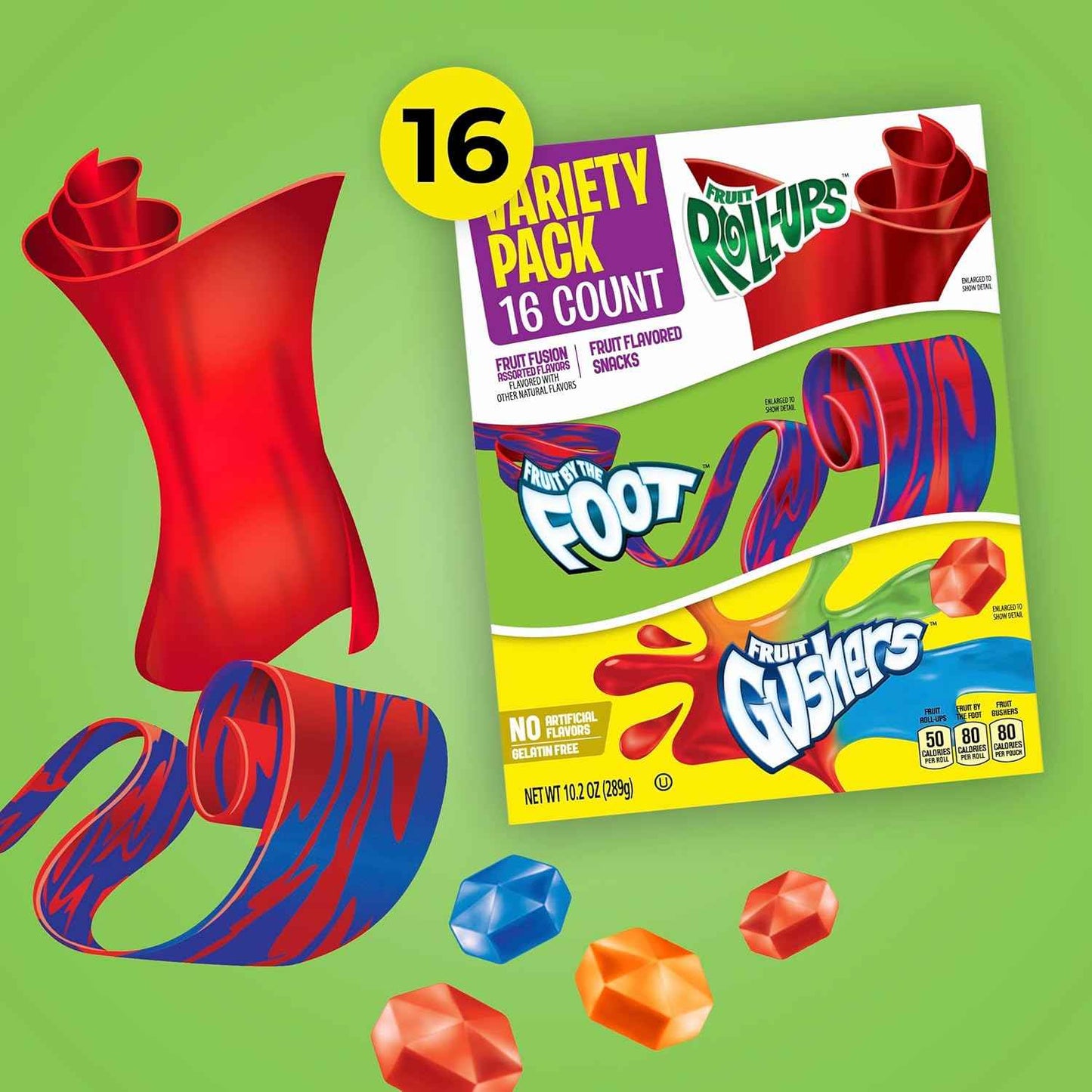 Fruit Roll-Ups, Fruit by the Foot & Gushers Gluten Free Snack Pack – Travel Bag Snack for Long Car Rides, 10.2 oz