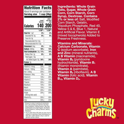 Lucky Charms Gluten Free Cereal with Marshmallows – Safe Gluten-Free Breakfast for Kids, Limited Edition Jumbo Rainbows, Giant 26.1 oz Family Box