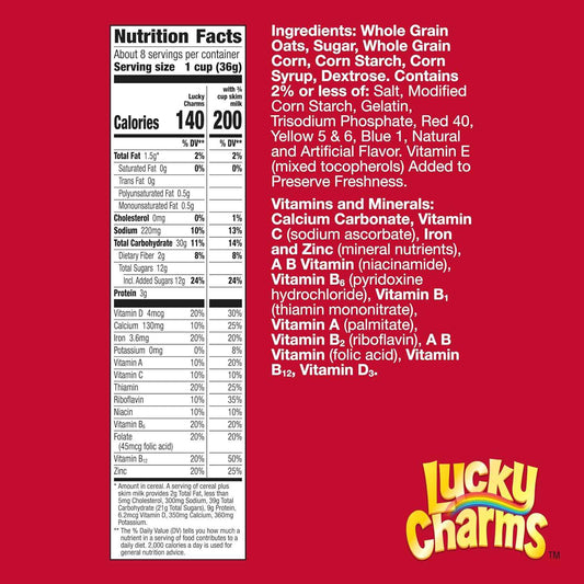 Lucky Charms Gluten Free Cereal with Marshmallows – Safe Gluten-Free Breakfast for Kids, Limited Edition Jumbo Rainbows, Giant 26.1 oz Family Box
