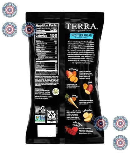 Terra Mediterranean Vegetable Chips – Elegant Hostess Gift for Housewarmings and Holiday Tables, 6.8 Oz Black Bag