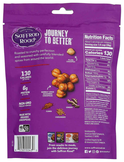 Saffron Road Crunchy Chickpea Snack – Mindful Snacking for Home Wellness Routines, Plant-Based Protein Bites