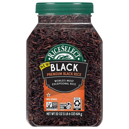 RiceSelect Black Rice — Premium Forbidden Rice in BPA-Free Jar for Elevated Home Dining