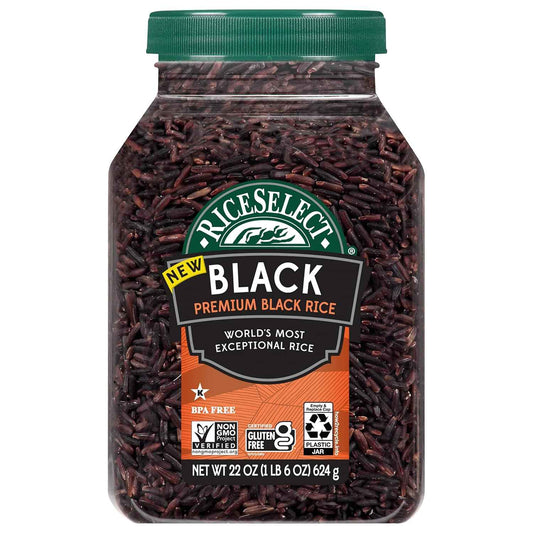 RiceSelect Black Rice — Premium Forbidden Rice in BPA-Free Jar for Elevated Home Dining
