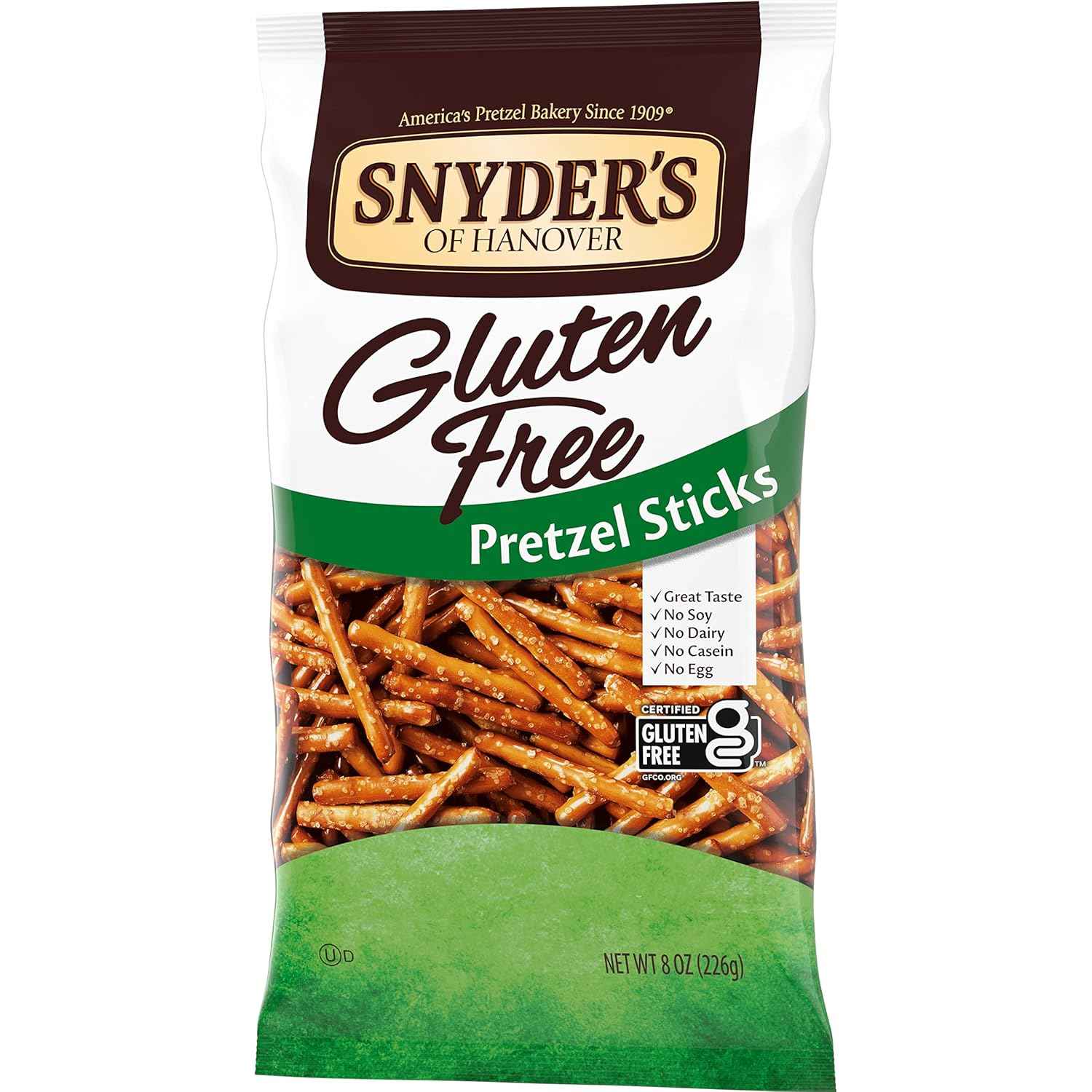 Snyder's of Hanover Gluten Free Pretzels – Low-Fat Better-for-You Crunch for Mindful Snacking, 8 oz Bag
