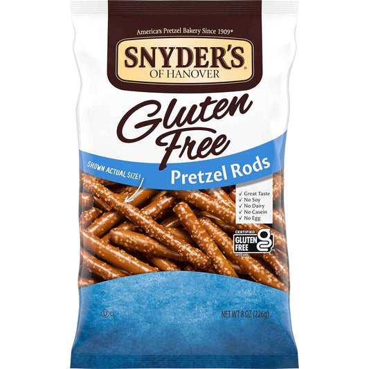 Snyder's of Hanover Gluten Free Pretzel Rods – Low Fat Celery Friendly Snack for Gluten Free Living, 8 oz Bag
