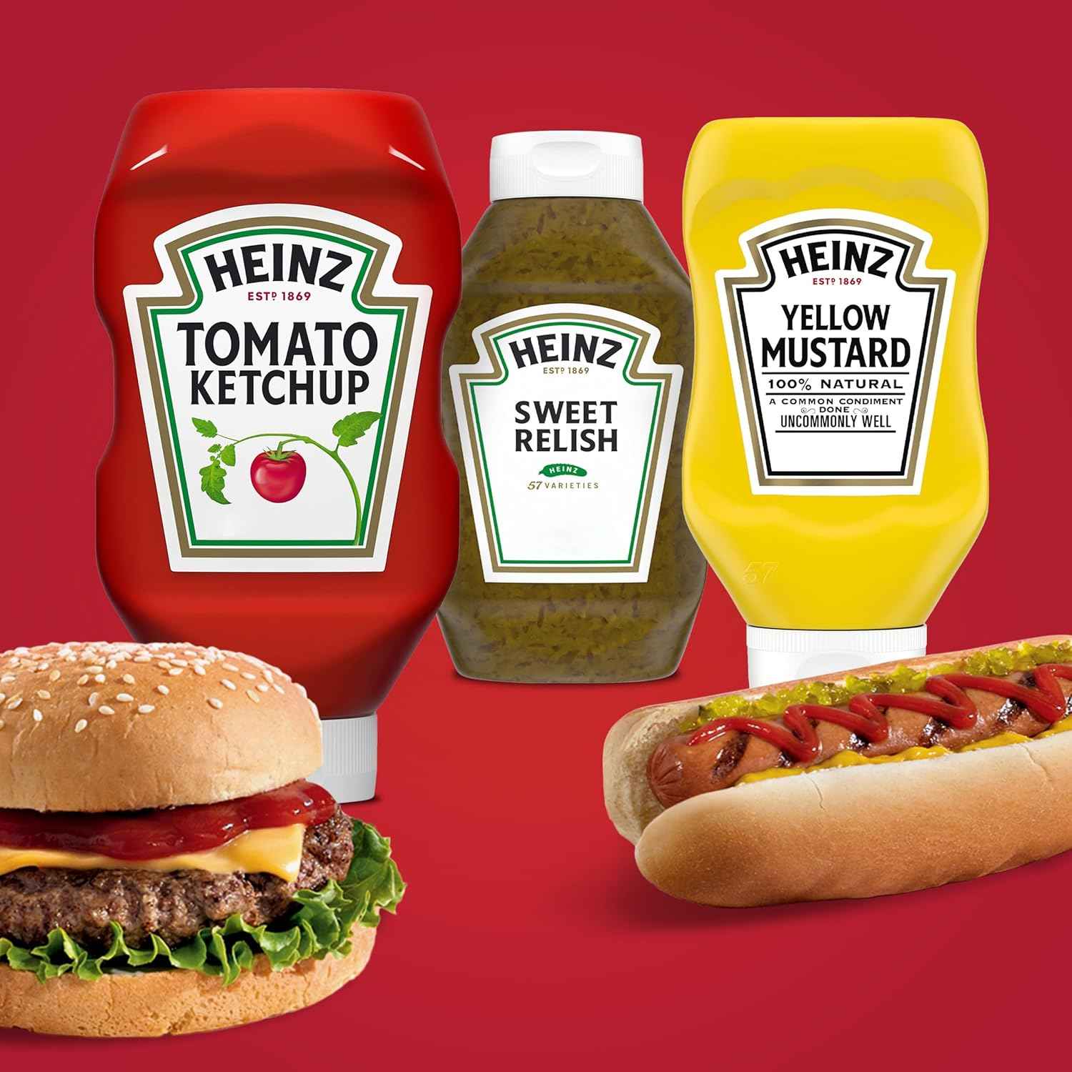 Heinz Tomato Ketchup, Sweet Relish & Yellow Mustard Grill Pack – Portable Condiment Trio for Camping and Picnics