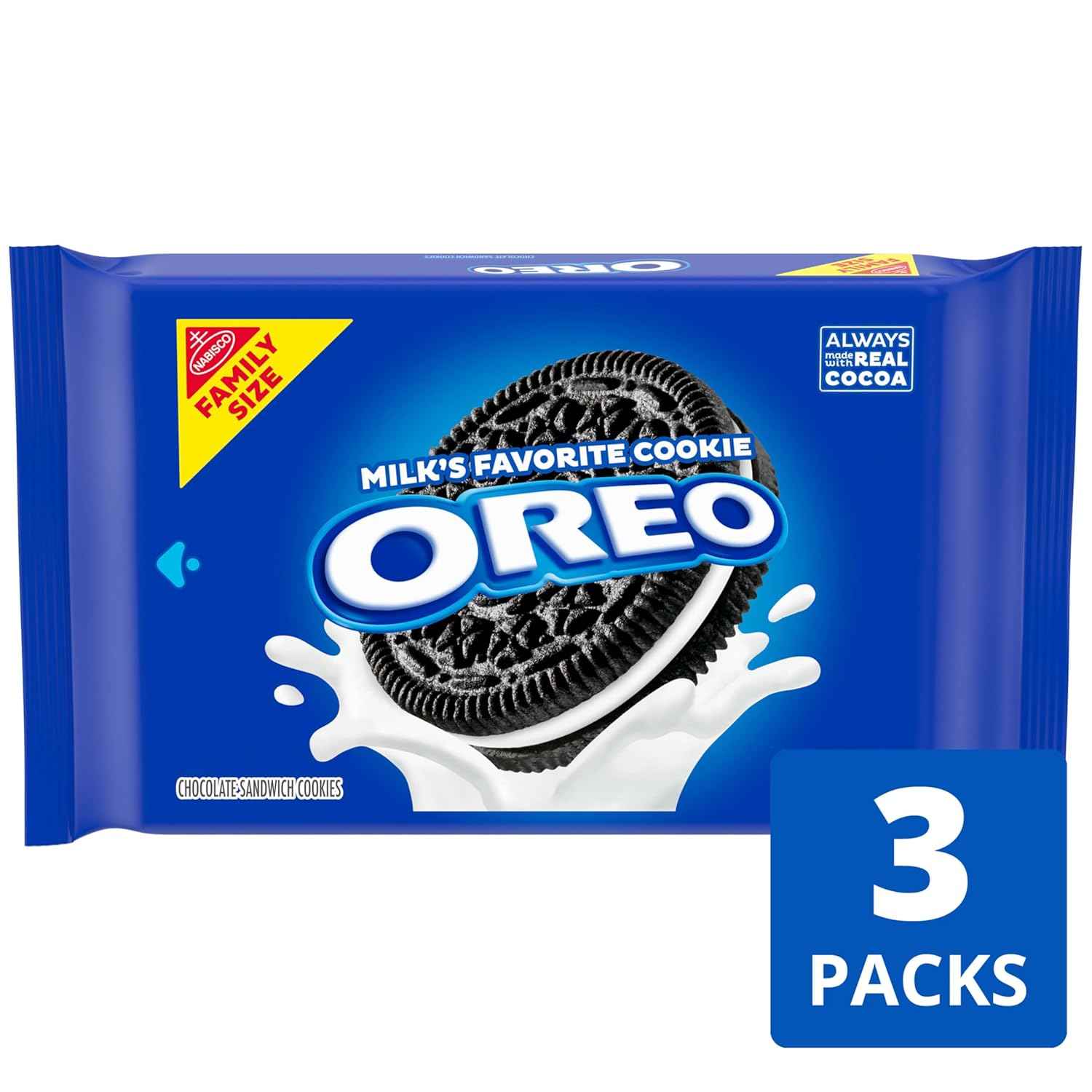 OREO Chocolate Sandwich Cookies, Family Size 3-Pack – Holiday Dessert Platter Gift for Hosts, Bulk Variety