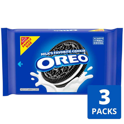 OREO Chocolate Sandwich Cookies, Family Size 3-Pack – Holiday Dessert Platter Gift for Hosts, Bulk Variety