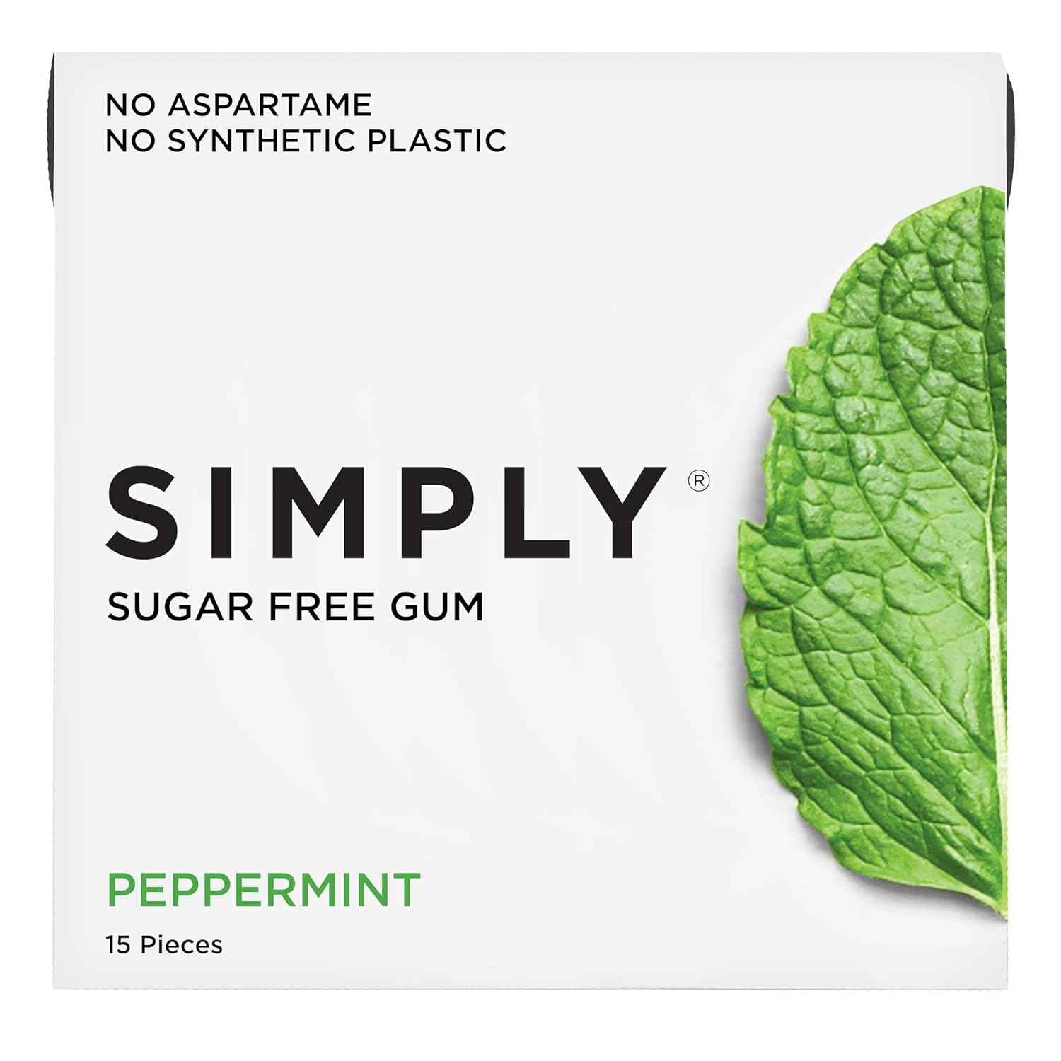 SIMPLY Gum Peppermint Xylitol Chewing Gum – Thoughtful Stocking Stuffer for Her, Clean-Ingredient Gum Lover's Gift Pack of 45 Pieces
