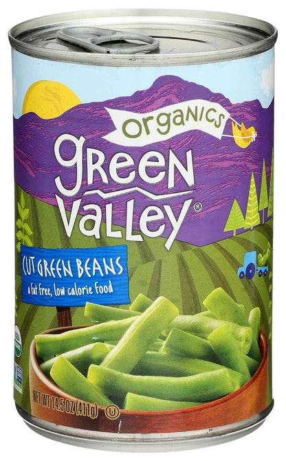 Green Valley Organic Cut Green Beans – Clean Three-Ingredient Side for Family Dinner Tables, 14.5 oz Can