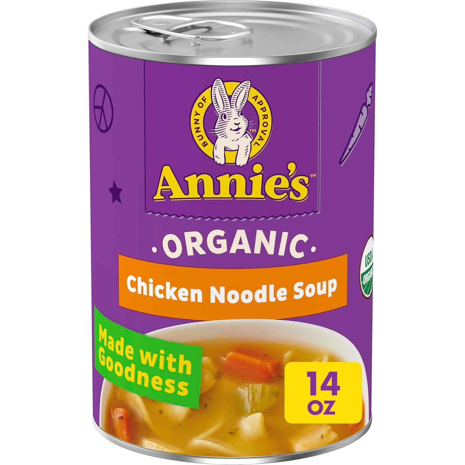 Annie's Organic Bunny Pasta Soup – Quick Pantry Lunch for Home Office and Dorm, 14.3 oz Can