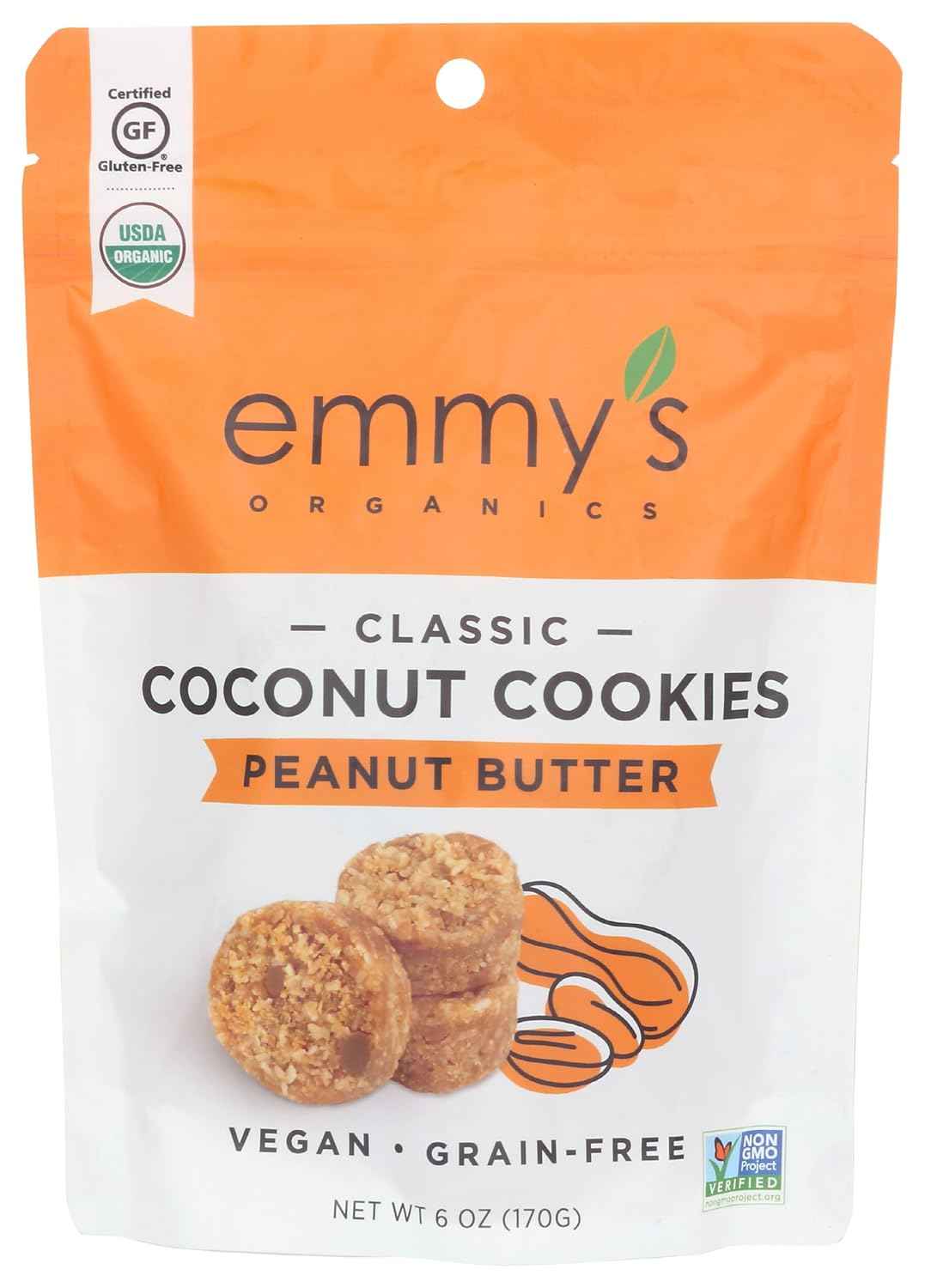 EMMYS Organic Peanut Butter Coconut Cookie, 6 OZ – Kid-Friendly Treat for Lunchboxes and Backpacks