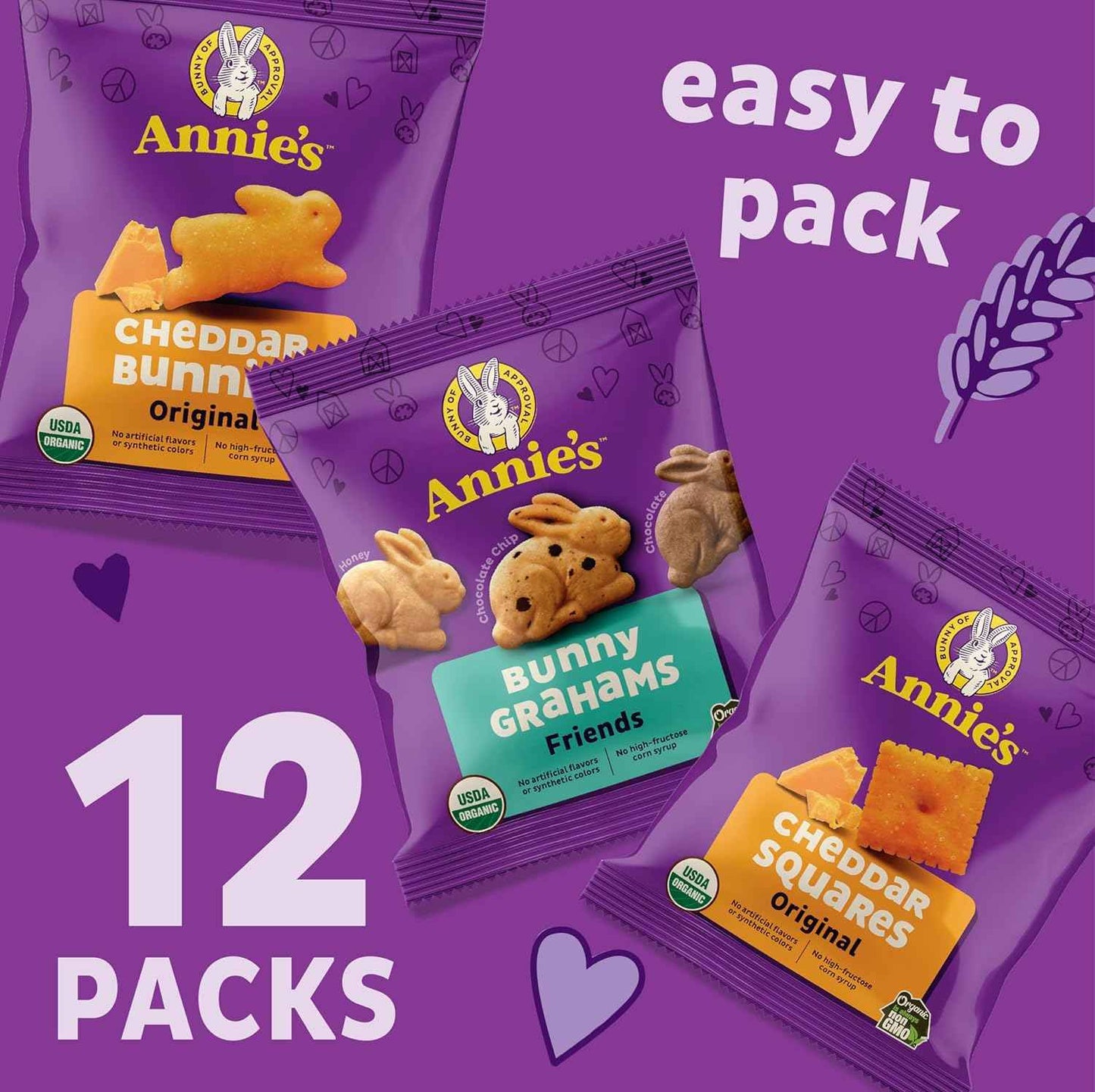 Annie's Organic Variety Pack – Road Trip Snacks for Kids in the Car, 12 Travel Pouches