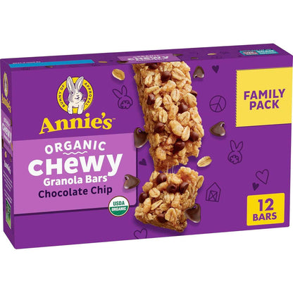 Annie's Organic Chocolate Chip Granola Bars – Office Desk Drawer Snack, 12 ct