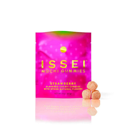 ISSEI Strawberry Mochi Gummies Chewy Candy – Plant-Based Post-Workout Snack for Mindful Snackers