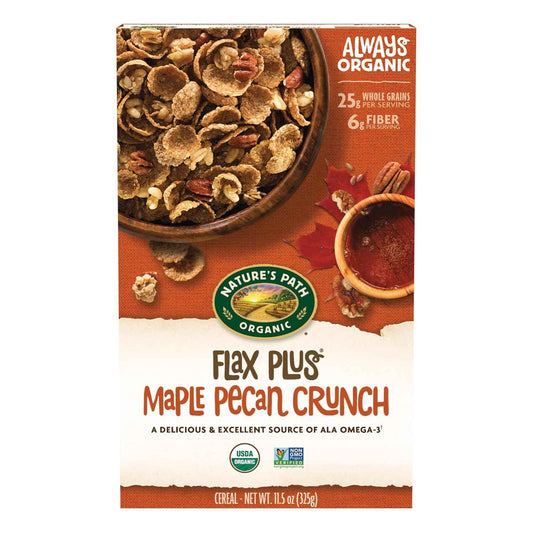 Nature's Path Organic Flax Plus Maple Pecan Crunch Cereal – Clean-Label Breakfast Bowl for Mindful Mornings
