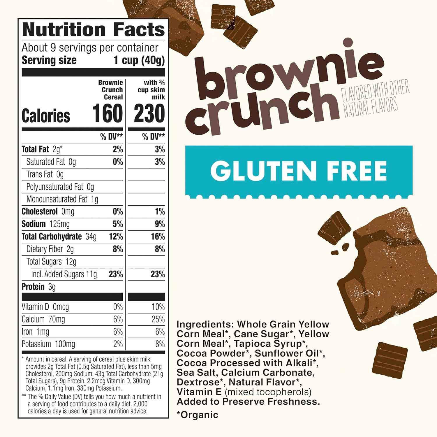 Cascadian Farm Brownie Crunch Cereal – Clean-Ingredient Chocolate Cereal for the Office Desk, Non-GMO Snack