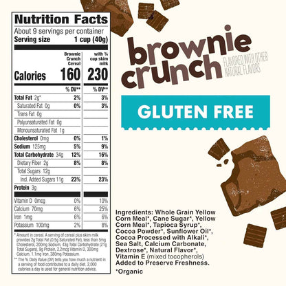 Cascadian Farm Brownie Crunch Cereal – Clean-Ingredient Chocolate Cereal for the Office Desk, Non-GMO Snack