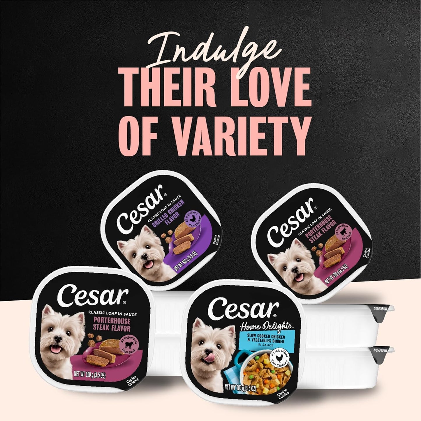 Cesar Classic Loaf in Sauce – No-Mess Peel Tray Wet Food for Road Trips, Hotels and Camping with Small Dogs, 6 Flavor Variety