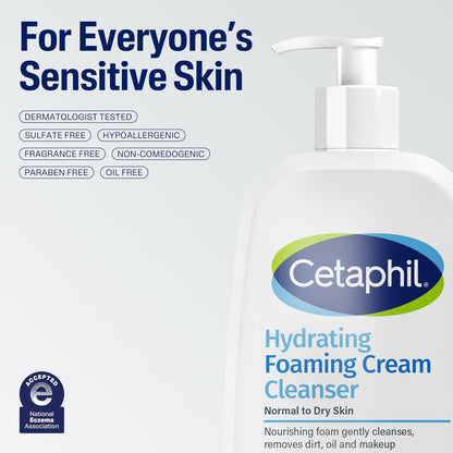 Cetaphil Cream to Foam Face Wash – Nightly Wind-Down Cleanser for Sensitive Skin Self-Care Ritual