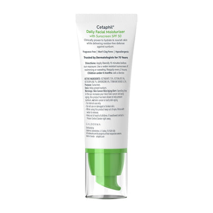 Cetaphil Daily Facial Moisturizer SPF 50 – Calming Morning Skincare Ritual for Sensitive Skin, Fragrance-Free Hydration
