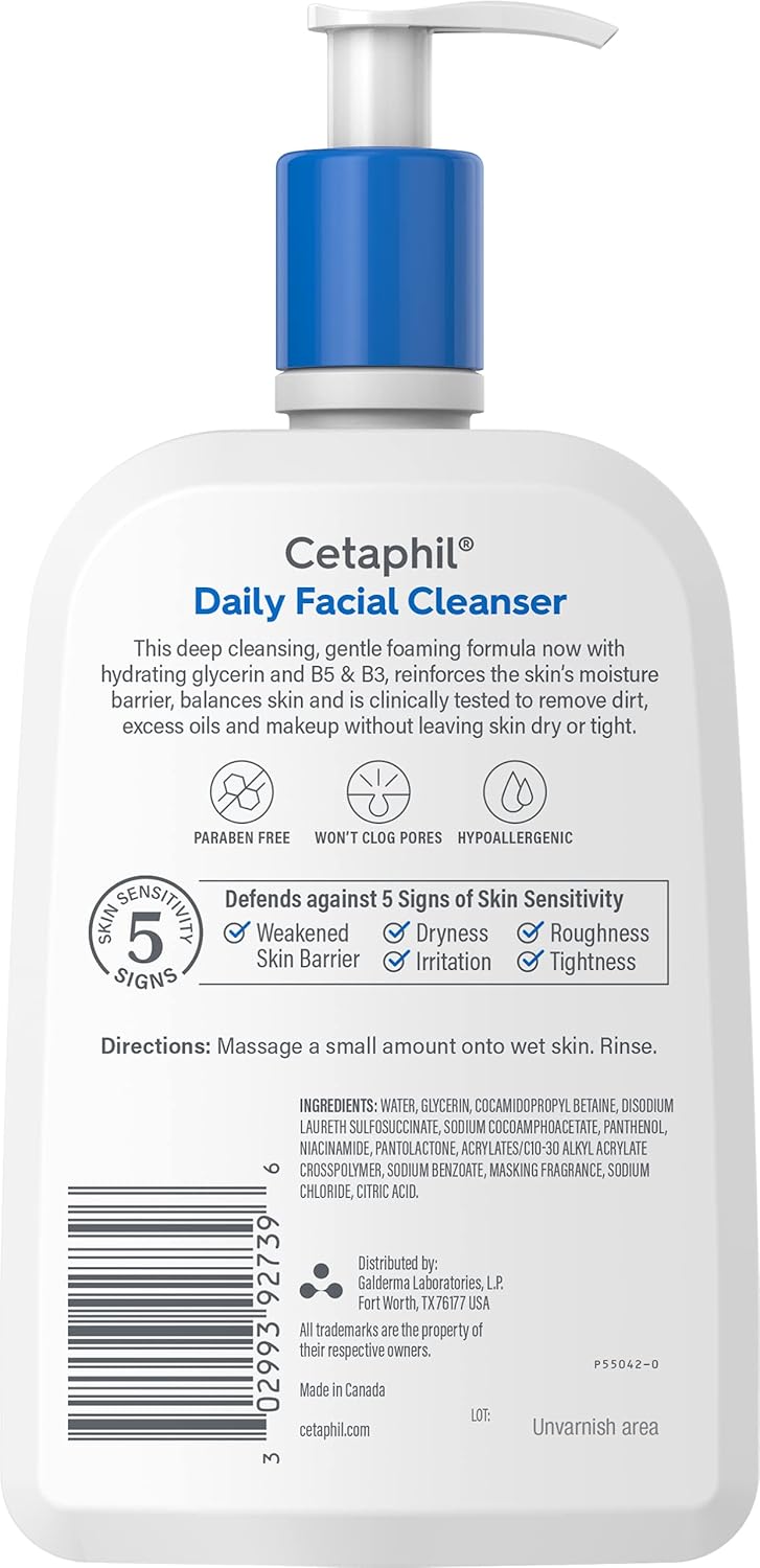Cetaphil Daily Foaming Face Wash – Mindful Morning Cleanser for Sensitive, Combination to Oily Skin
