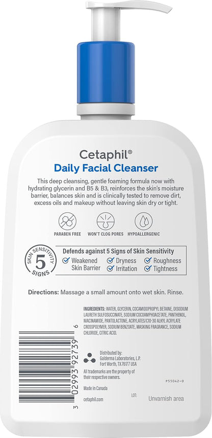 Cetaphil Daily Foaming Face Wash – Mindful Morning Cleanser for Sensitive, Combination to Oily Skin