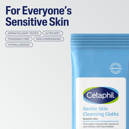 Cetaphil Face and Body Wipes – Gentle Nightly Cleansing Cloths for Sensitive Skin Self-Care Rituals