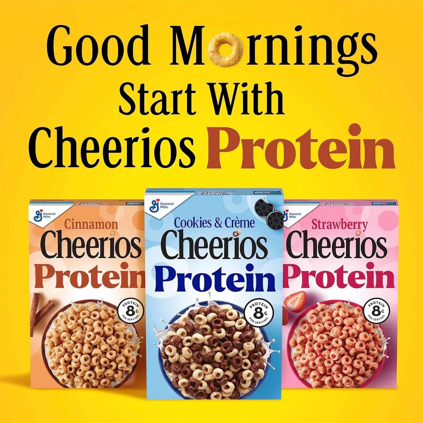 Cheerios Protein Cereal Strawberry – 8g Plant Protein Breakfast Staple for Clean Eating Routines, 11.2 oz Box