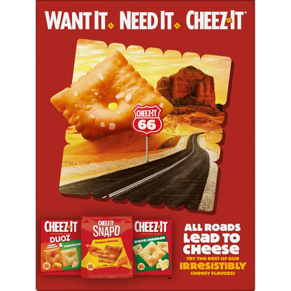 Cheez-It Grooves Crunchy Cheese Crackers – Travel-Friendly Sharp White Cheddar Snack for Rest Stops, Picnics, and Tailgates, 3.25oz 6-Pack