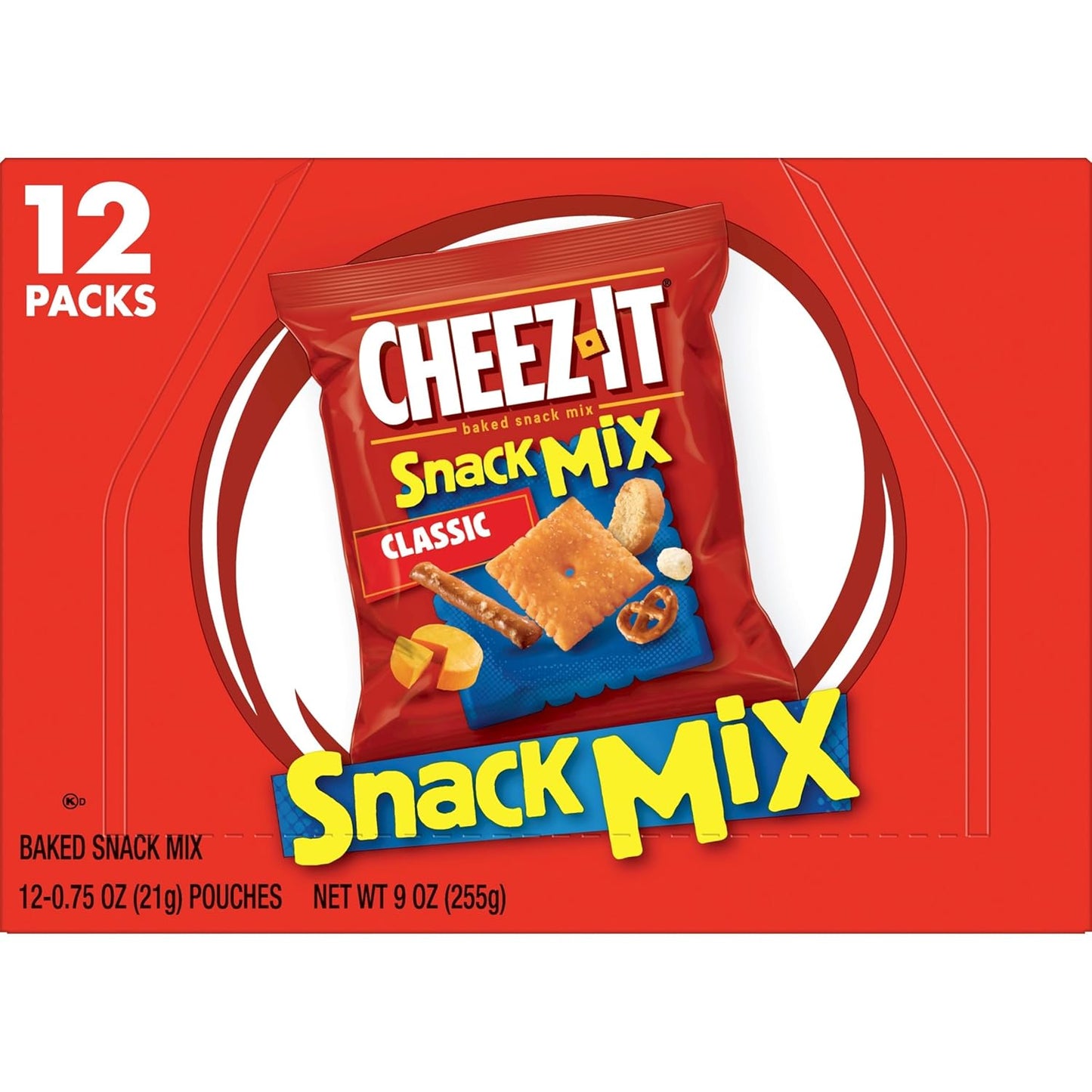 Cheez-It Snack Mix, Simple Pantry Snack Box, 12 Pre-Portioned Pouches for Clutter-Free Lunchbox Packing
