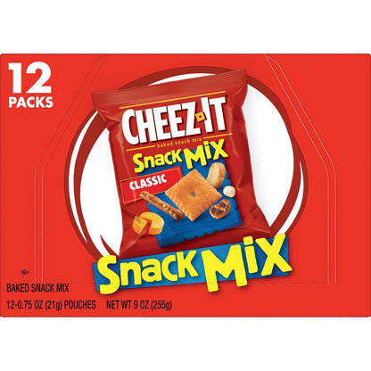 Cheez-It Snack Mix, Simple Pantry Snack Box, 12 Pre-Portioned Pouches for Clutter-Free Lunchbox Packing