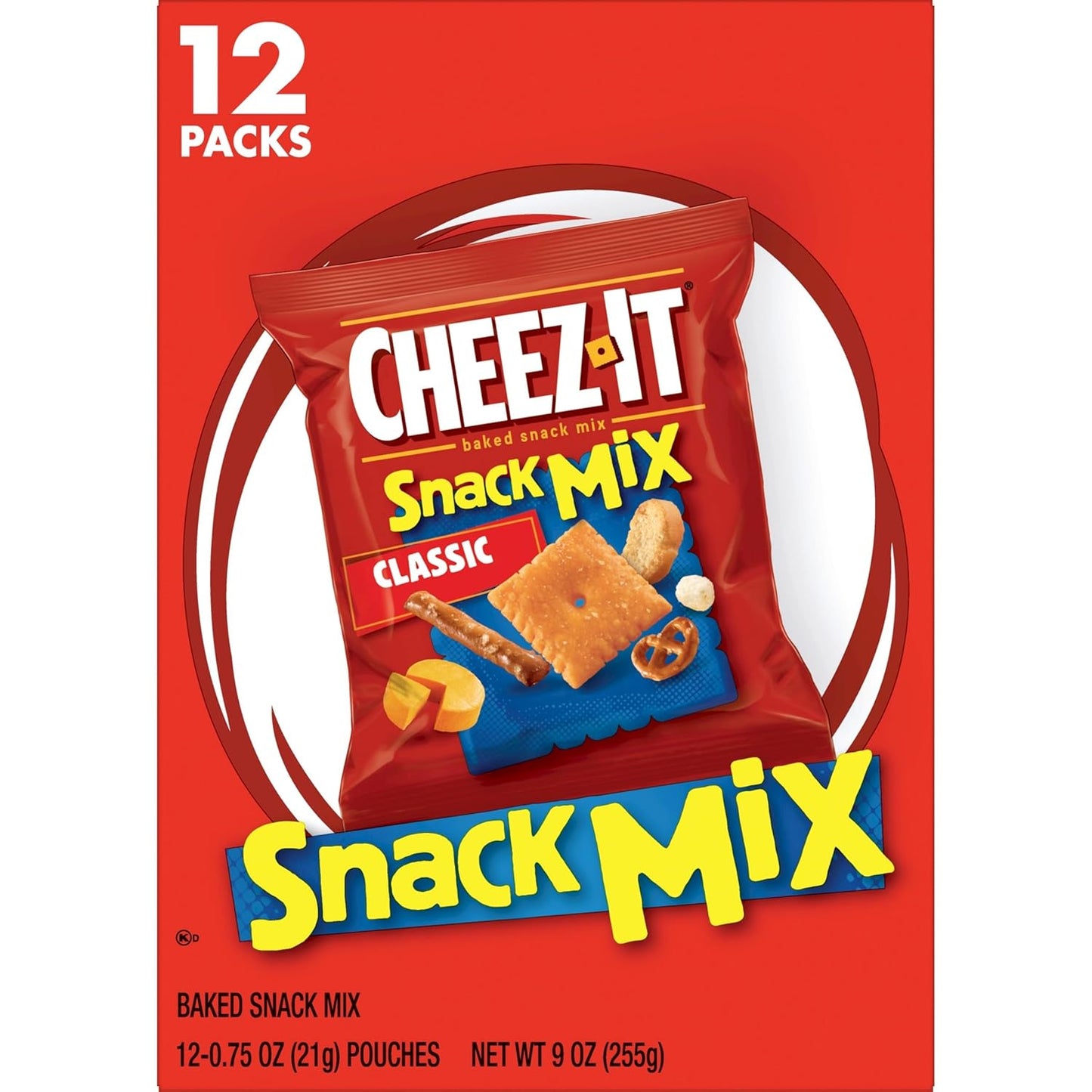 Cheez-It Snack Mix, Simple Pantry Snack Box, 12 Pre-Portioned Pouches for Clutter-Free Lunchbox Packing