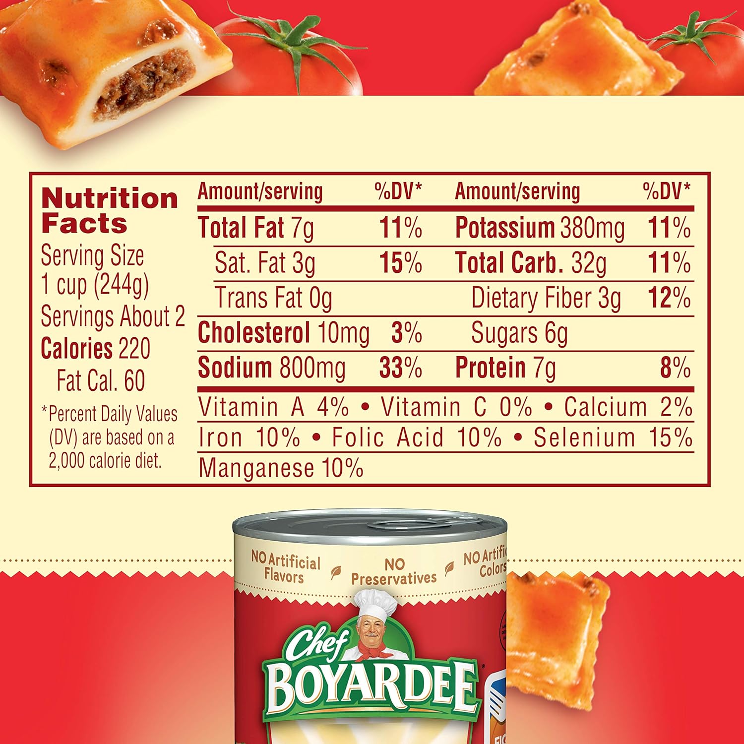 Chef Boyardee Mini Beef Ravioli, Shelf-Stable Pantry Meal for College Dorm Study Sessions, 15 oz Can