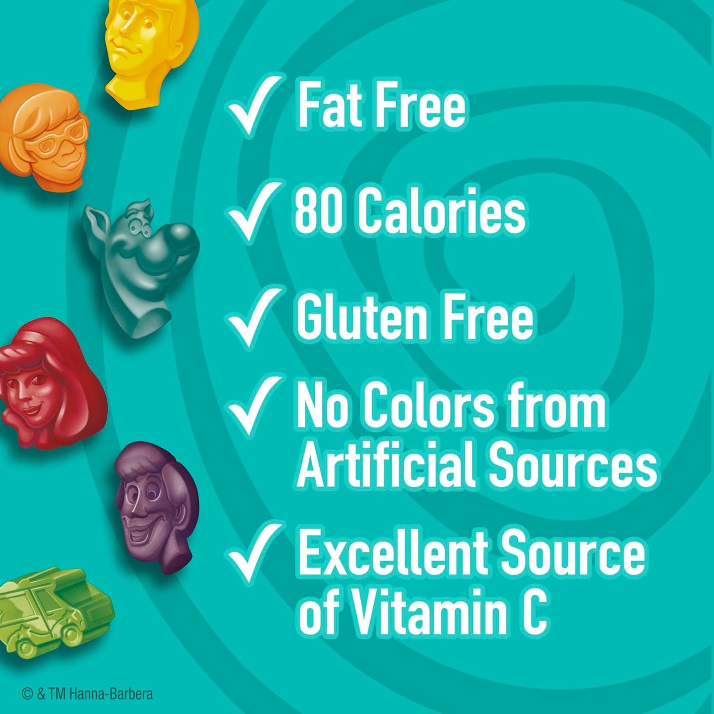 chewy fruit-flavored treats molded into scooby-doo character shapes
