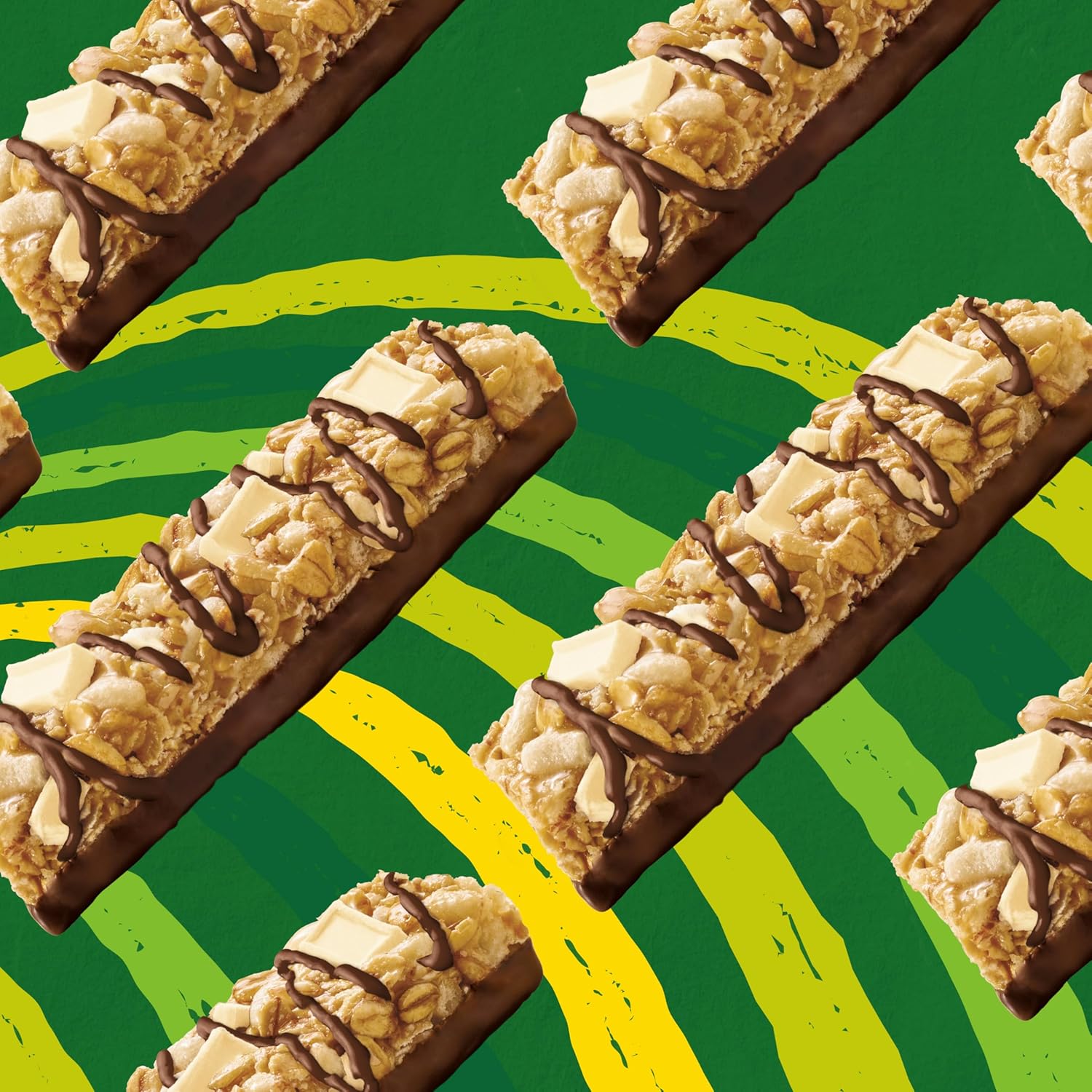 chewy granola texture with whole grain oats, milk chocolate, white chocolate chunks, and graham pieces