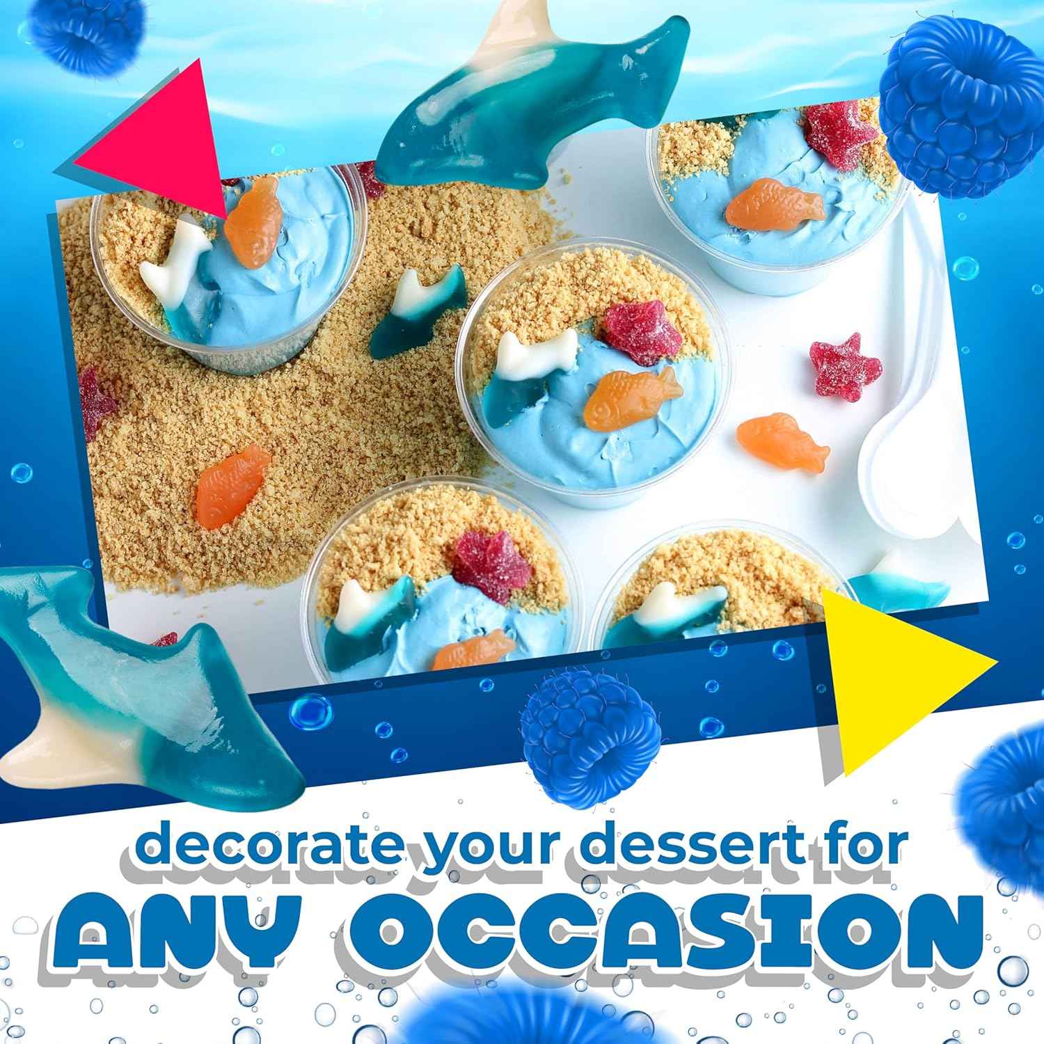Blue Sharks Gummy Candy – Vibrant Blue Accent for Ocean-Themed Dessert Table Displays