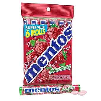 Mentos Chewy Mint Candy Roll – Nostalgic Birthday Gift for Mom, Fruit and Mint Flavor Party Favor Pack of 6