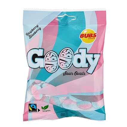 Bubs Goody Sour Ovals Raspberry Caramel – Family Movie Night Candy for Kids Snack Drawer