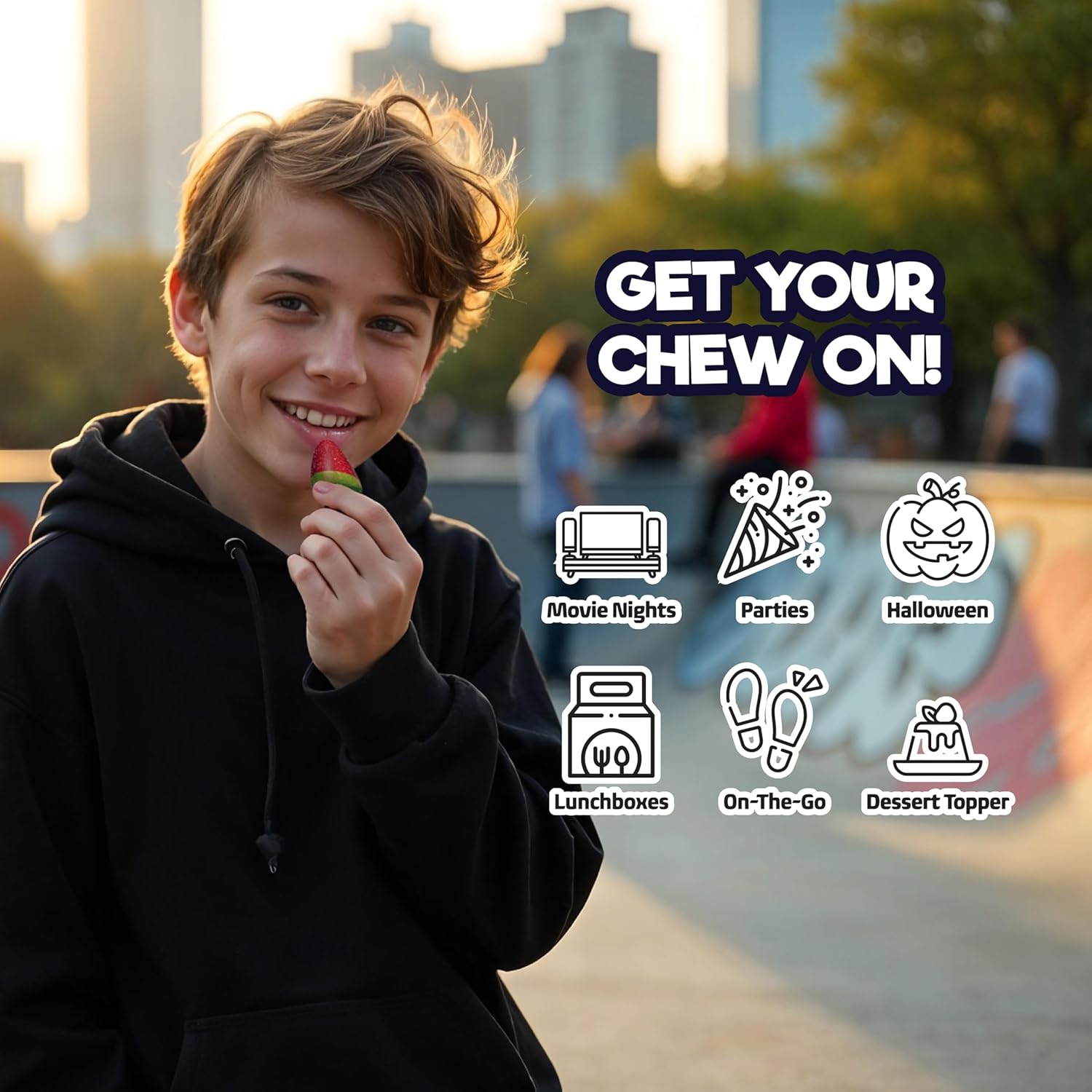ChewzMe Sour Watermelon Gummy Candy for Kids Lunchbox, Nut-Free and Gluten-Free Sweet Treat, 6 oz Grab-and-Go Bag
