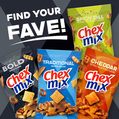 Chex Mix Bold Garlic and Herb Snack Mix – Portable Camping and Picnic Snack for Open-Air Adventures, Family Size 13.5 oz