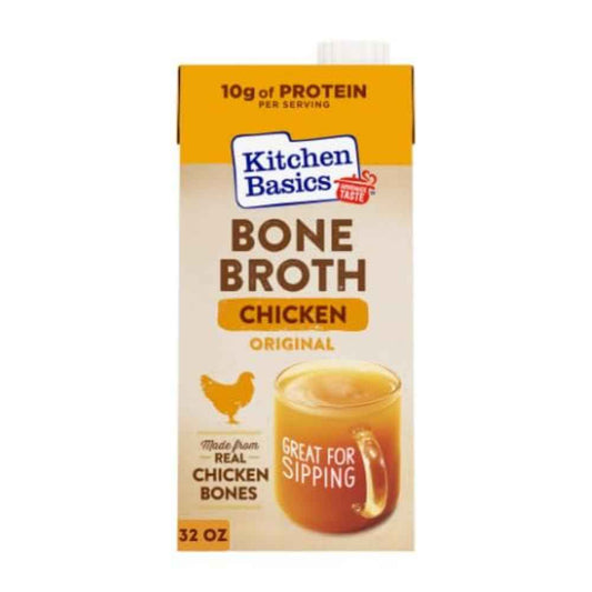 Kitchen Basics Chicken Bone Broth for Fast Weeknight Meal Prep, Flavor-Boost Cooking Base